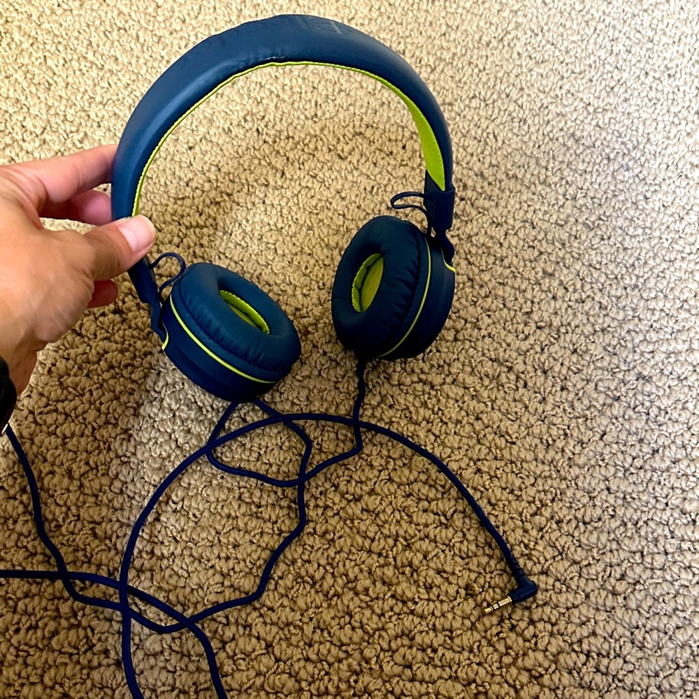 Sleek Blue and Green On-Ear Headphones